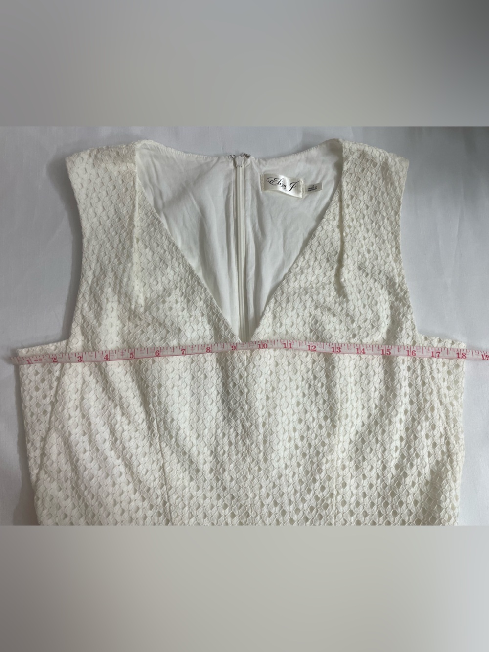 Eliza J Women’s Cream Eyelet V-Neck Midi Dress Size 12 - Picture 10 of 16